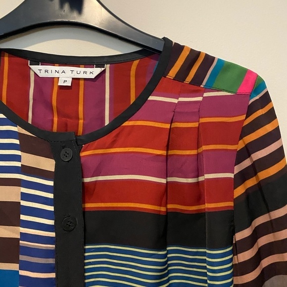 TRINA TURK Silk‎ Multicolored Striped Blouse - P - Picture 5 of 7